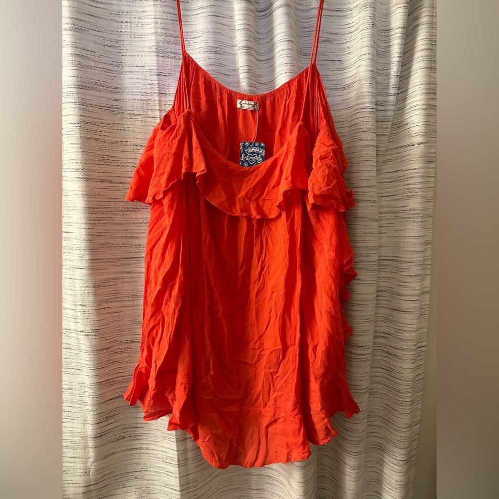🔥 NWT Free People Intimately Ruffle Top in Fire Color